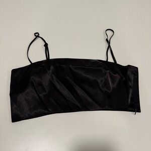 Capulet Black Satin Cropped Cami‎ Top Sleeveless Party Clubwear Medium m